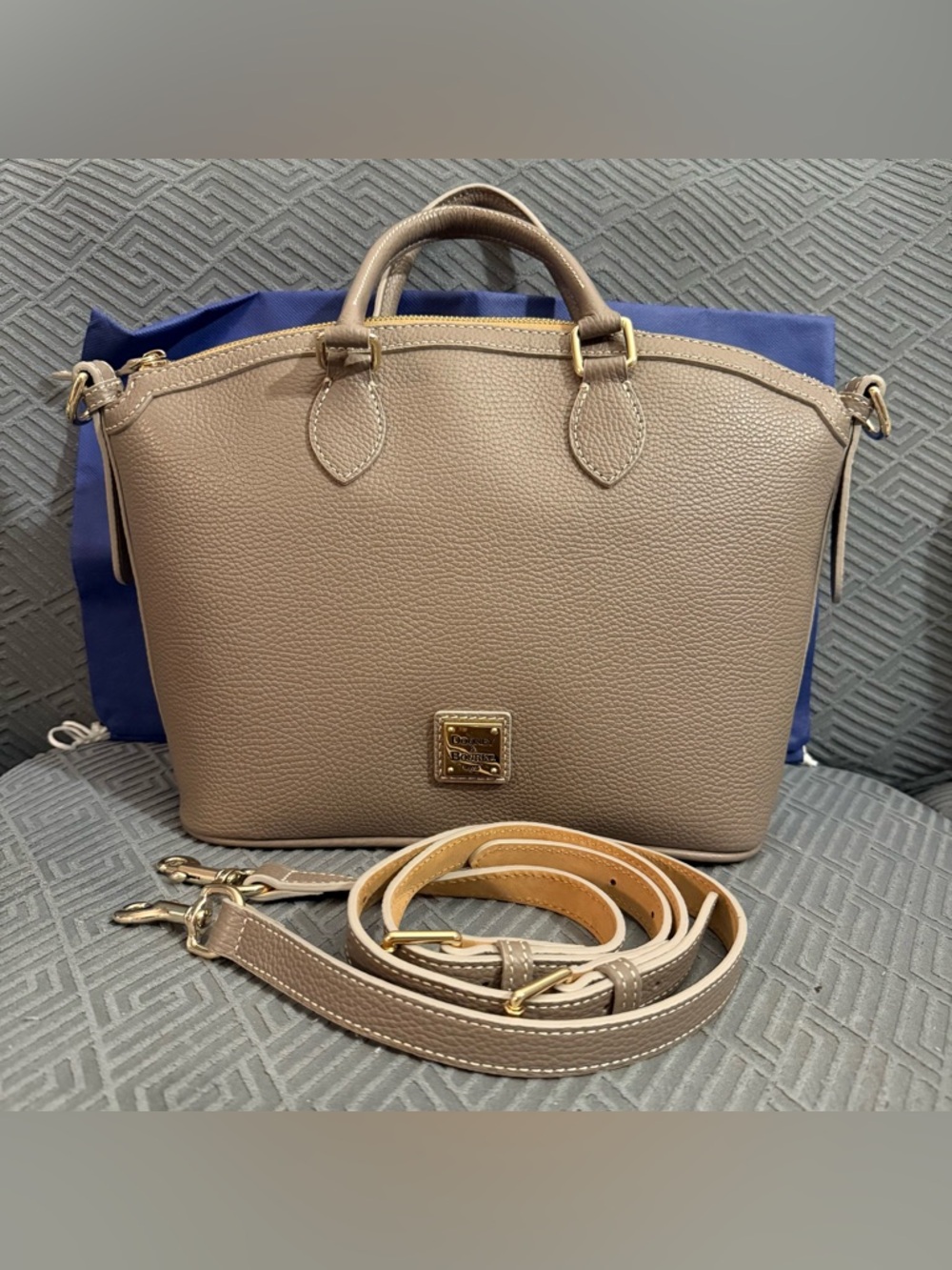 Brand New Dooney & Bourke Lucca Domed Satchel Grey With Dust Bag